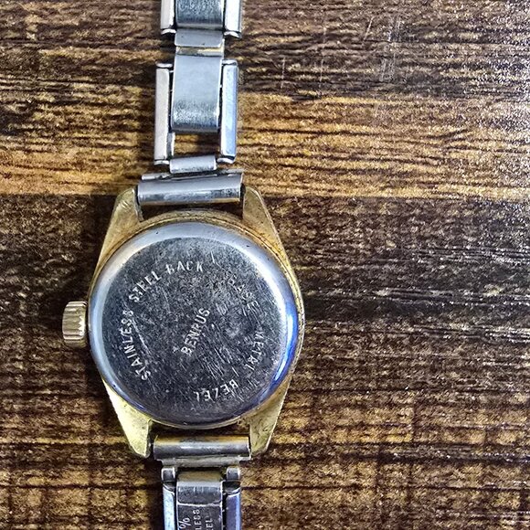 Benrus WORKING 17 Jewels Gold & Stainless Steel Women's Watch - Winder READ - Picture 4 of 6